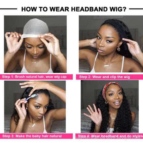 Virgin Cuticle Aligned Hair Head band Wig For Black Women Brazilian Loose Deep Water Wave Kinky Curly Headbands Wig Human Hair